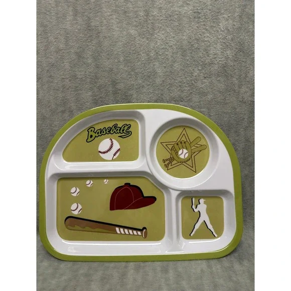 Kids‎ Baseball Themed Divided Melamine Plate Toddler Snack Dish - Picture 3 of 6